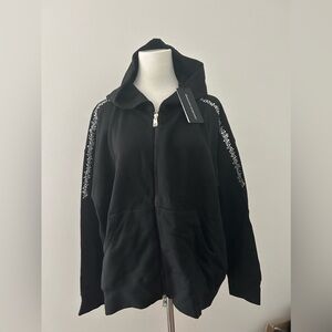 NWT Ermanno Scervino women zip hoodie with crystals logo size S